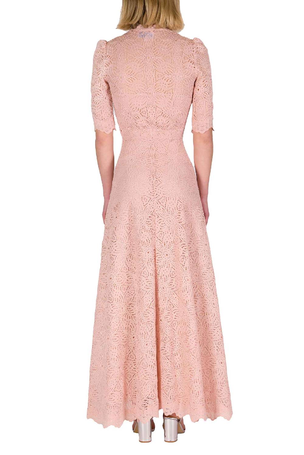 Luisa Beccaria Abito lungo in pizzo rosa antico Only for today