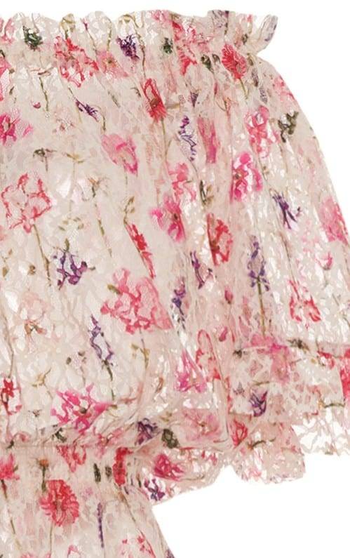 Luisa Beccaria Tuta in pizzo con stampa floreale con spalle scoperte Offerta speciale della fabbrica