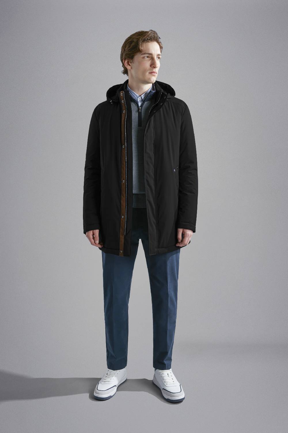 ﻿Paul & Shark Car Coat in Typhoon Platinum Paul & Shark Acquista Ora