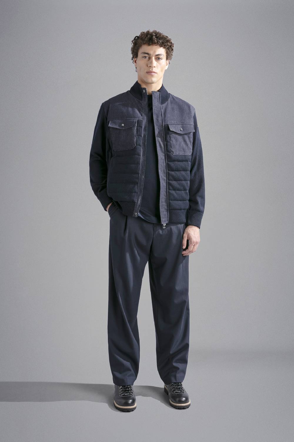 Paul & Shark Maglia Hybrid in lana e denim Paul & Shark Vendita Economica