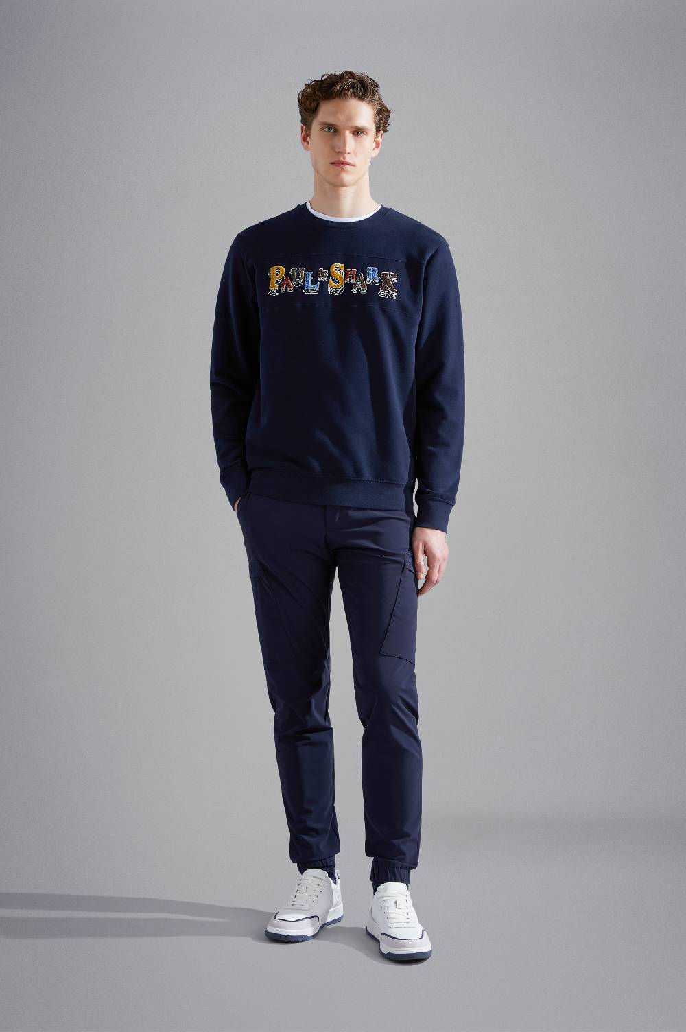 Paul & Shark Felpa in cotone con ricamo multicolor Paul & Shark Outlet