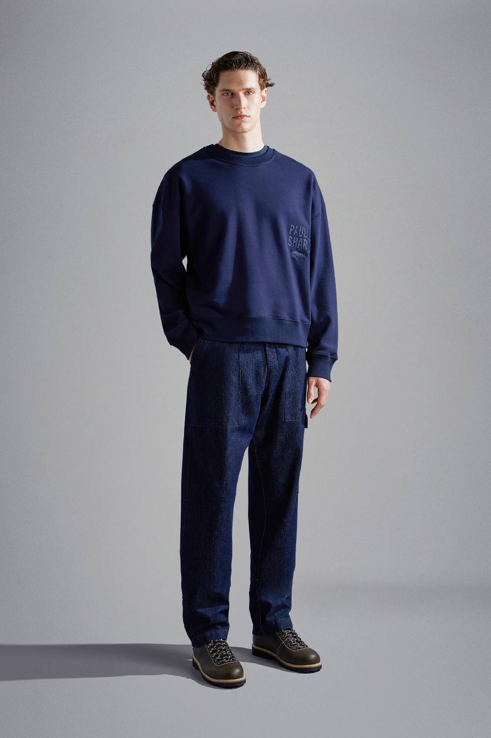 Paul & Shark Felpa in cotone Winter Fleece con ricami Paul & Shark In Vendita