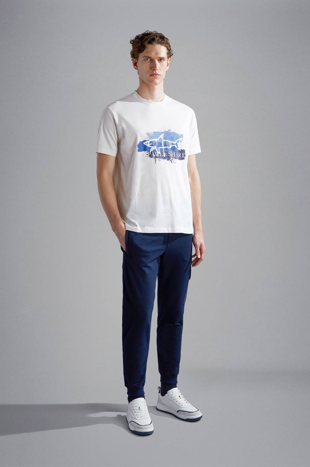 Paul & Shark T-shirt in cotone con stampa spray Paul & Shark In Vendita