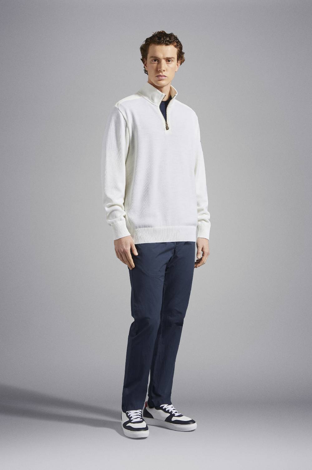 Paul & Shark Maglia con zip in lana Bretagne con badge iconico Paul & Shark Vendita