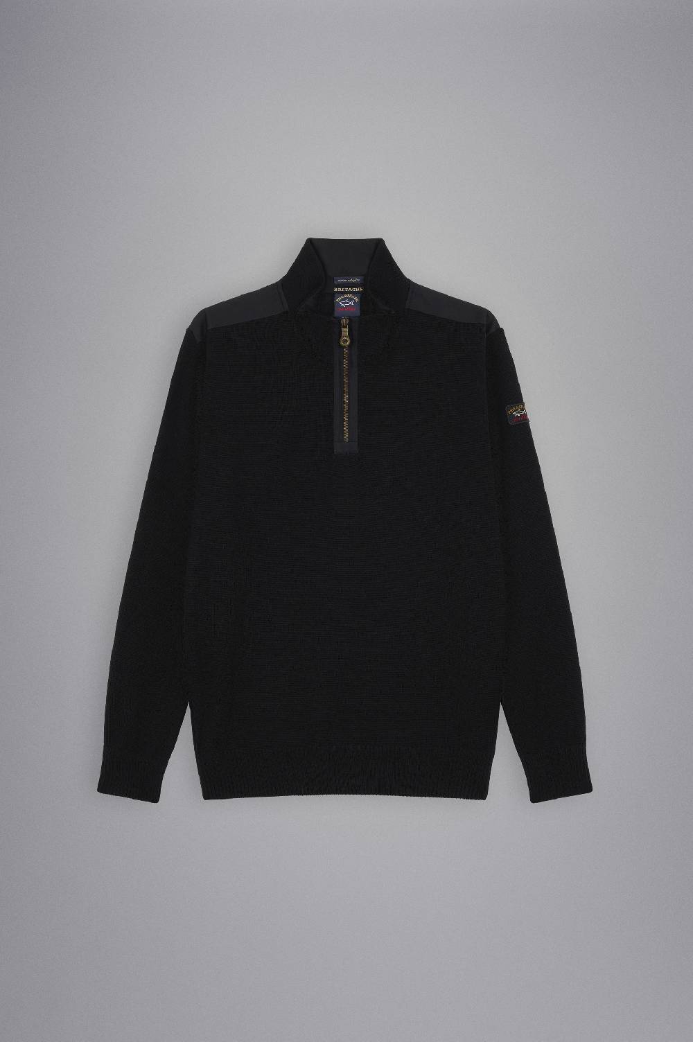 Paul & Shark Maglia con zip in lana Bretagne con badge iconico Paul & Shark Promozione