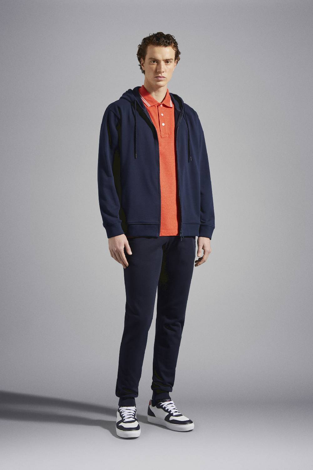 Paul & Shark Felpa con zip in cotone con badge iconico Paul & Shark Saldi Di Fabbrica