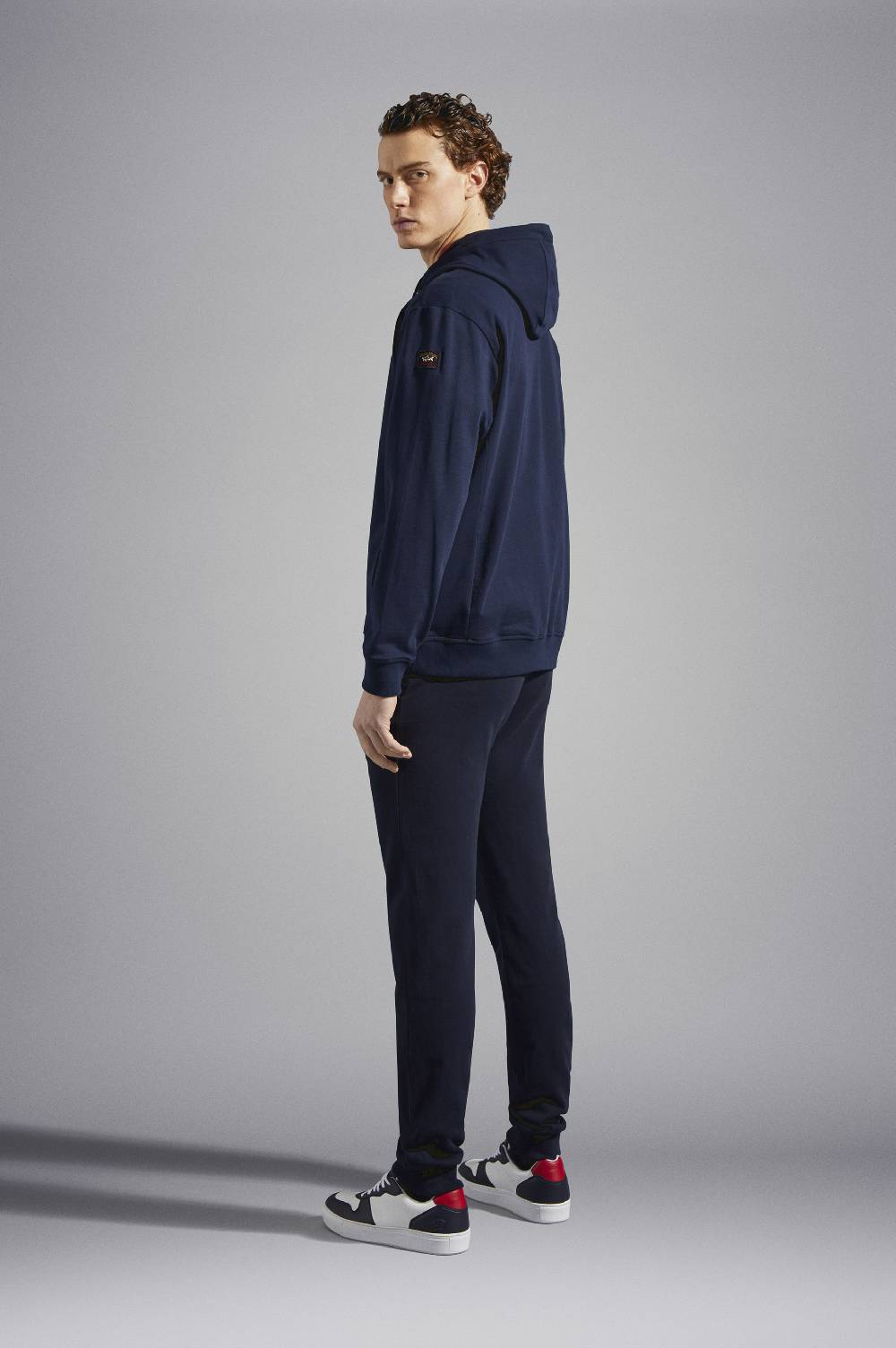 Paul & Shark Felpa con zip in cotone con badge iconico Paul & Shark Saldi Di Fabbrica