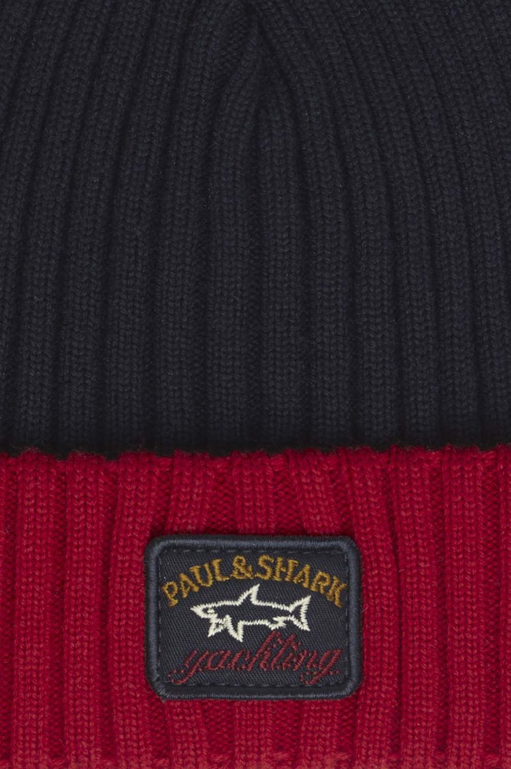 Paul & Shark Berretto in lana a coste con badge iconico Paul & Shark Prezzo Ridotto