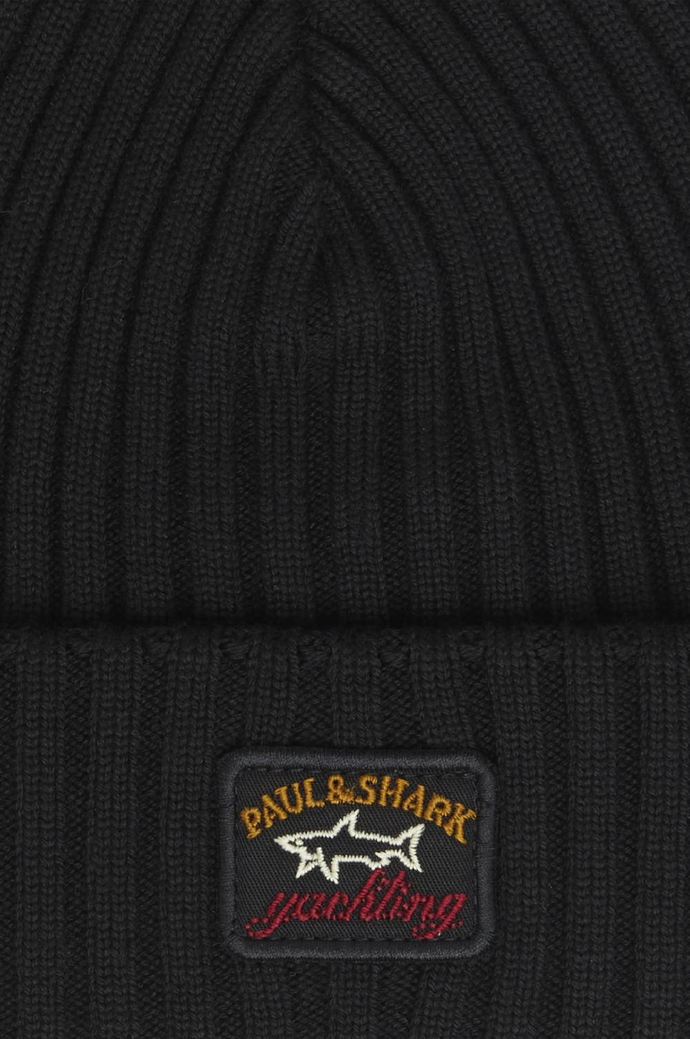 Paul & Shark Berretto in lana a coste con badge iconico Paul & Shark Sottocosto