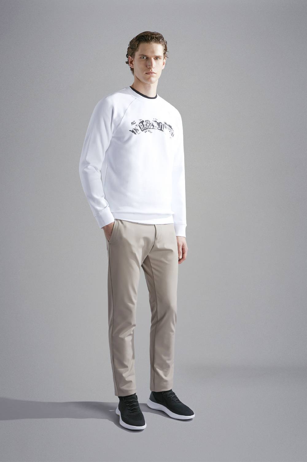 Paul & Shark Felpa in cotone Soft Active Fleece con stampa Paul & Shark Saldi Di Fabbrica