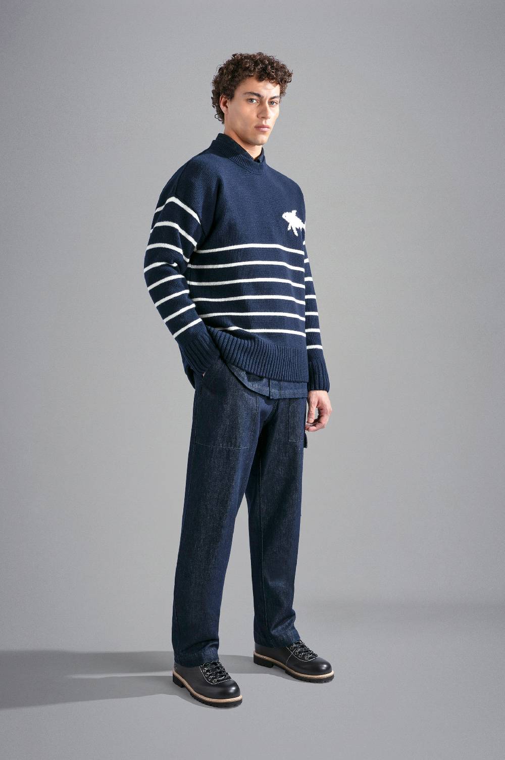 Paul & Shark Maglia in Re-Wool con intarsio Shark Paul & Shark Promozione Limitata