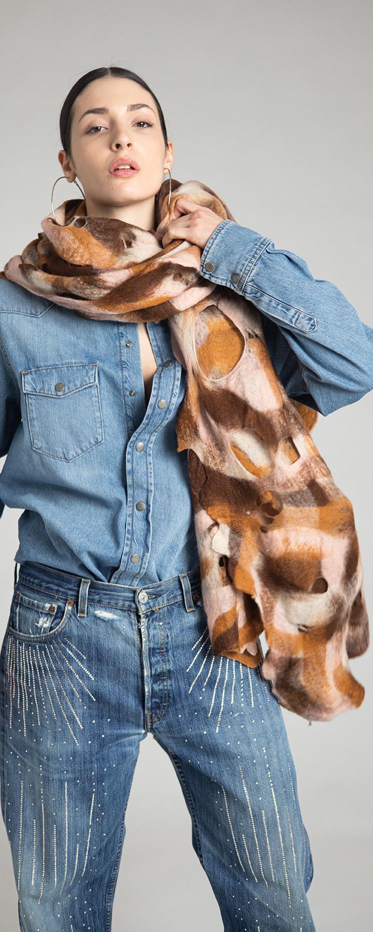 Rossano Perini SCARF 37FW24 BROWN Nuovo