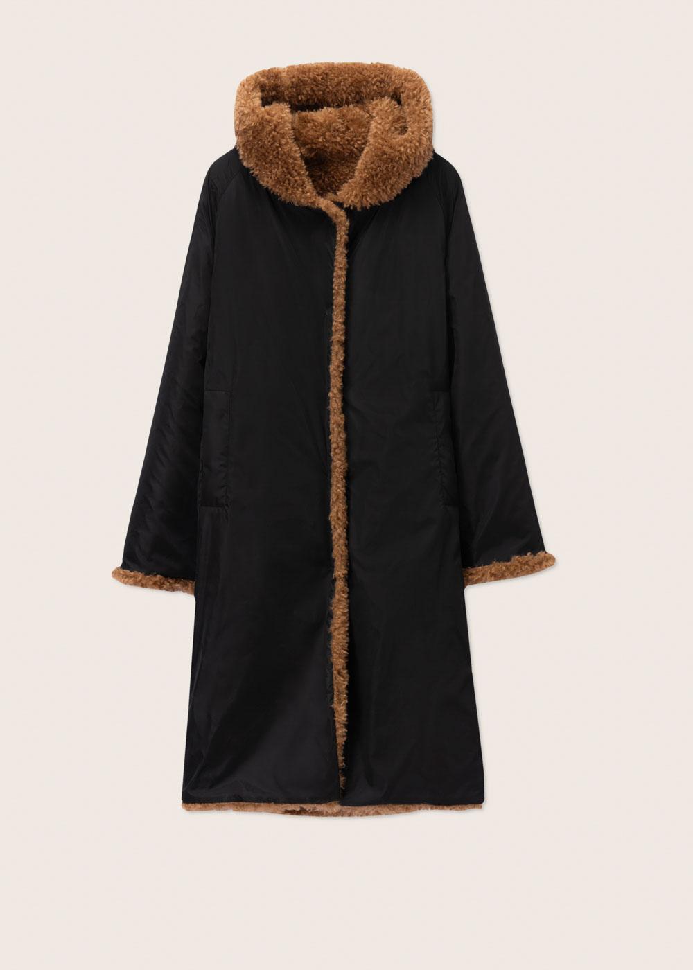 Rosso35 Cappotto reversibile con pelliccia ecologica e cappuccio Italy