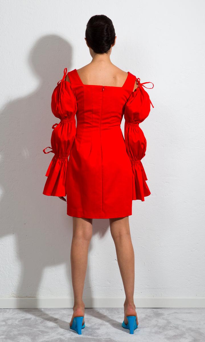 Sara Battaglia Puffed Sleeves Dress Soddisfazione Garantita