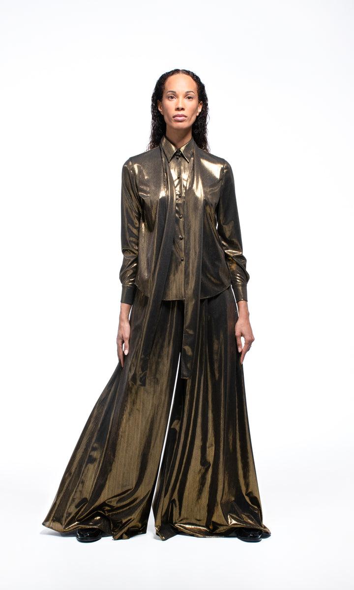Sara Battaglia Lurex wide pants Promozione