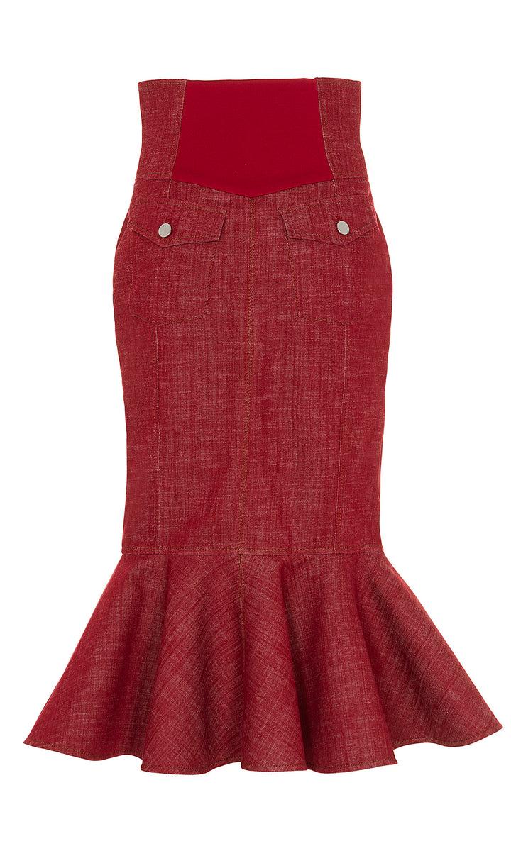 Sara Battaglia Denim longuette skirt Italy