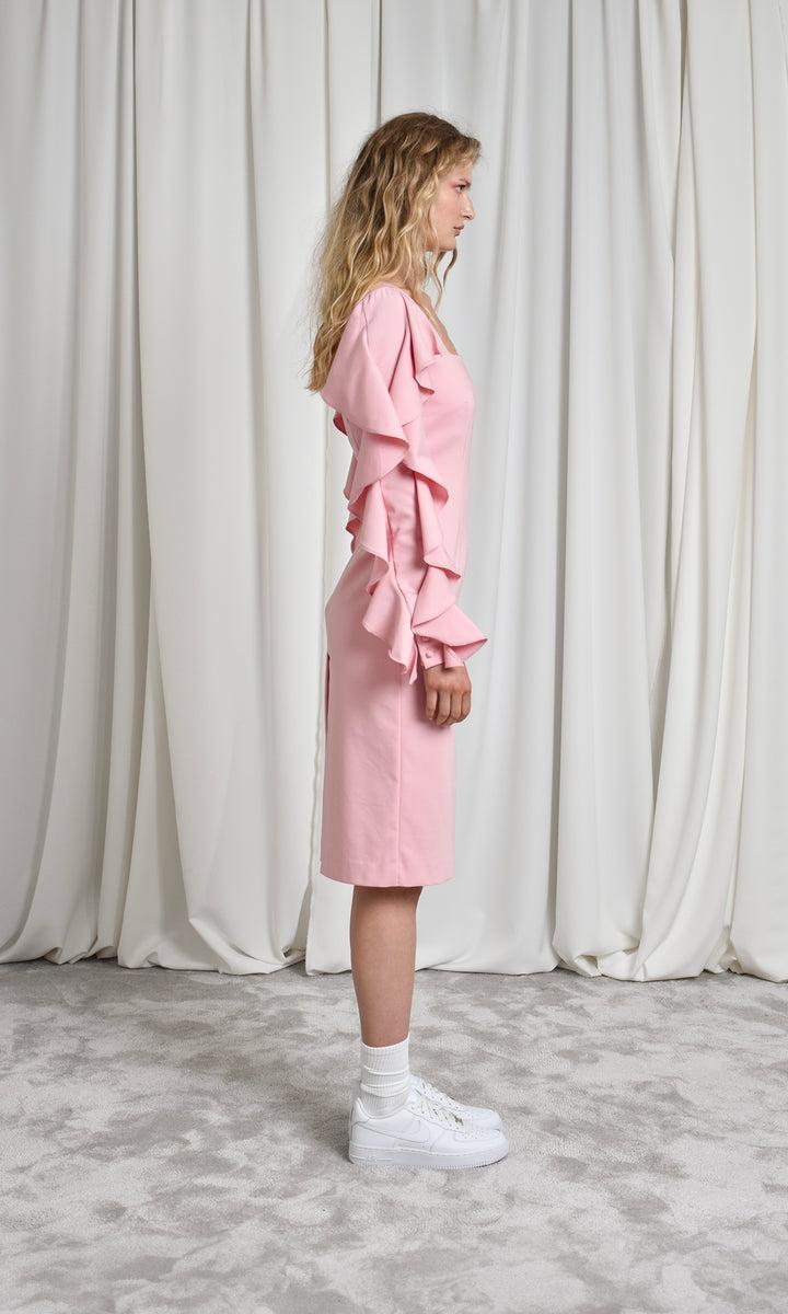 Sara Battaglia Ruffle sleeve midi dress Shopping Online
