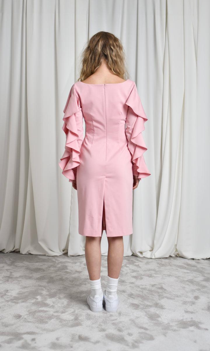 Sara Battaglia Ruffle sleeve midi dress Shopping Online
