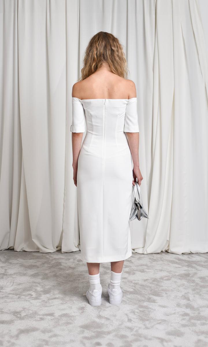 Sara Battaglia Neckline midi dress Prezzo Ridotto
