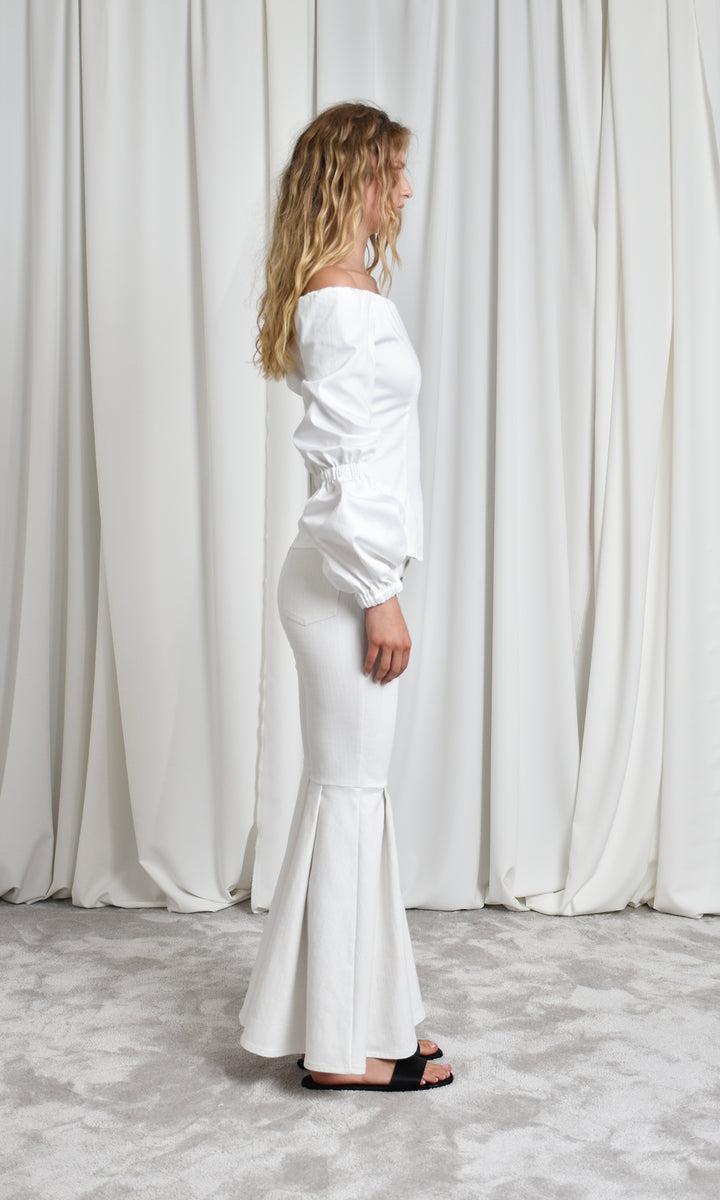 Sara Battaglia Neckline Puff Sleeve Top Negozi Online