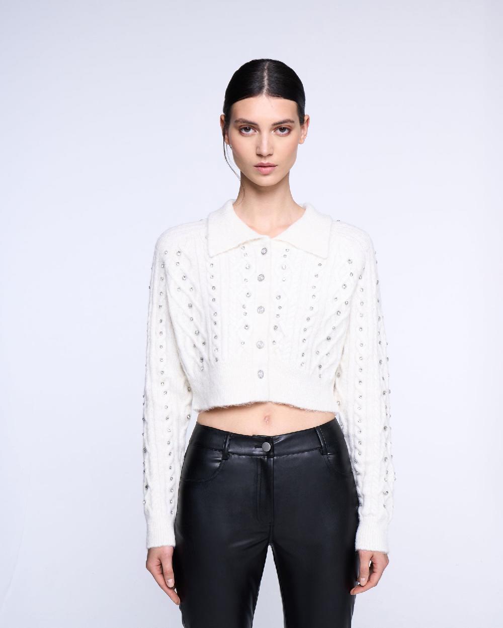 Silvian Heach Cardigan crop con strass Nuova