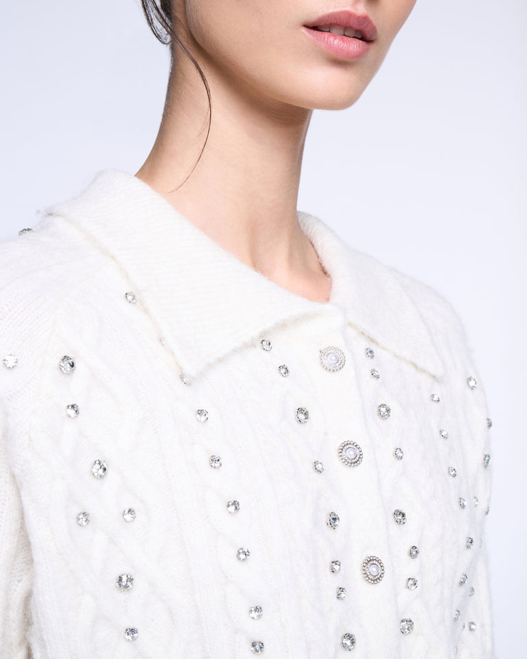 Silvian Heach Cardigan crop con strass Nuova