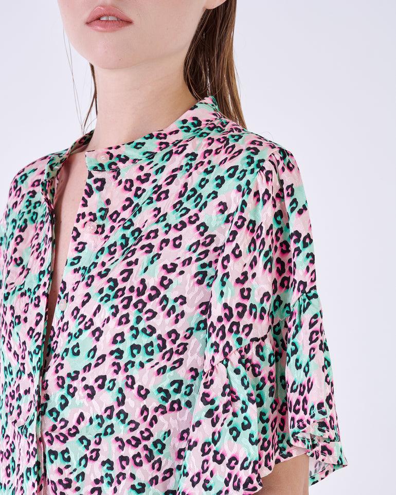 Silvian Heach Blusa leopardata con maniche ad aletta Economico