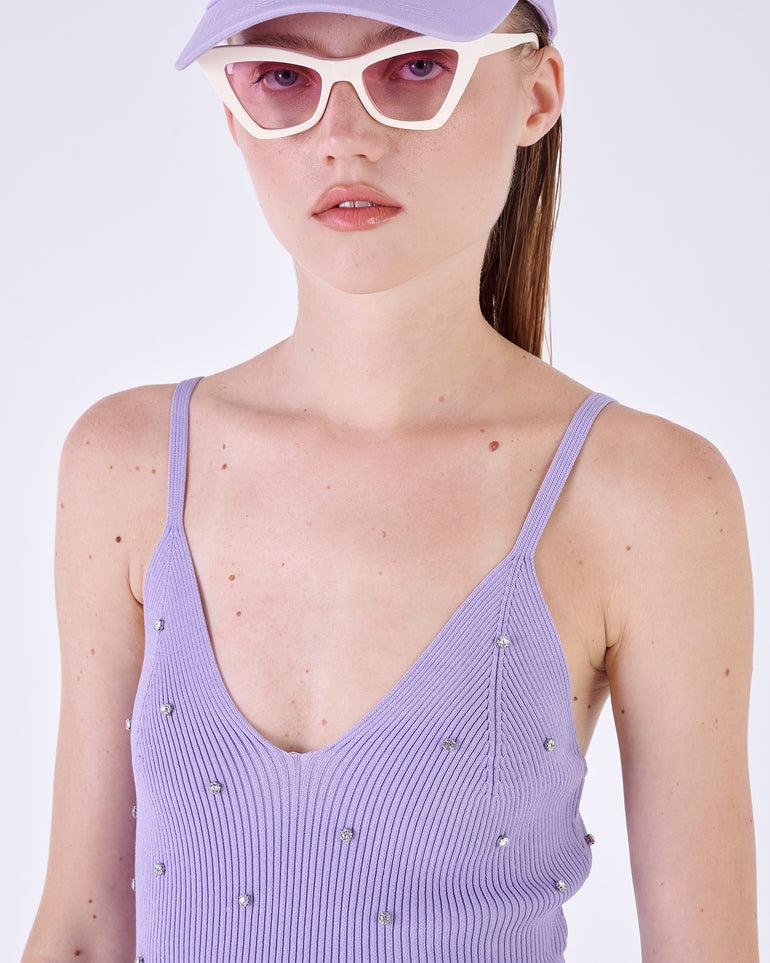 Silvian Heach Top a coste con strass Offerte