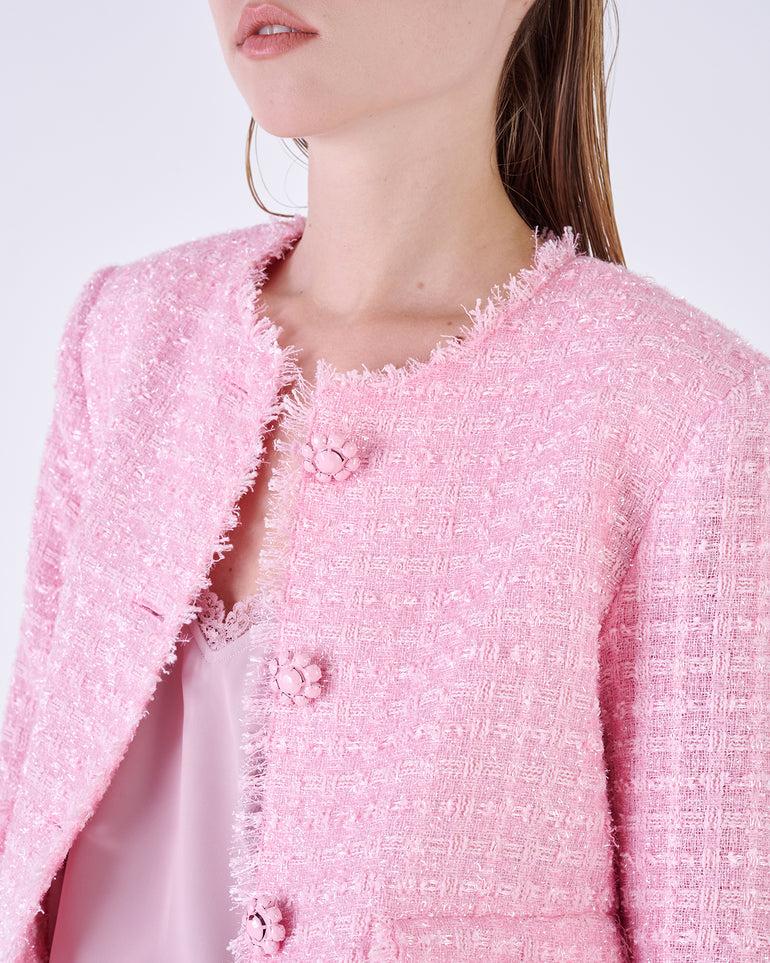Silvian Heach Blazer corto in bouclé con frange Saldi Di Fabbrica