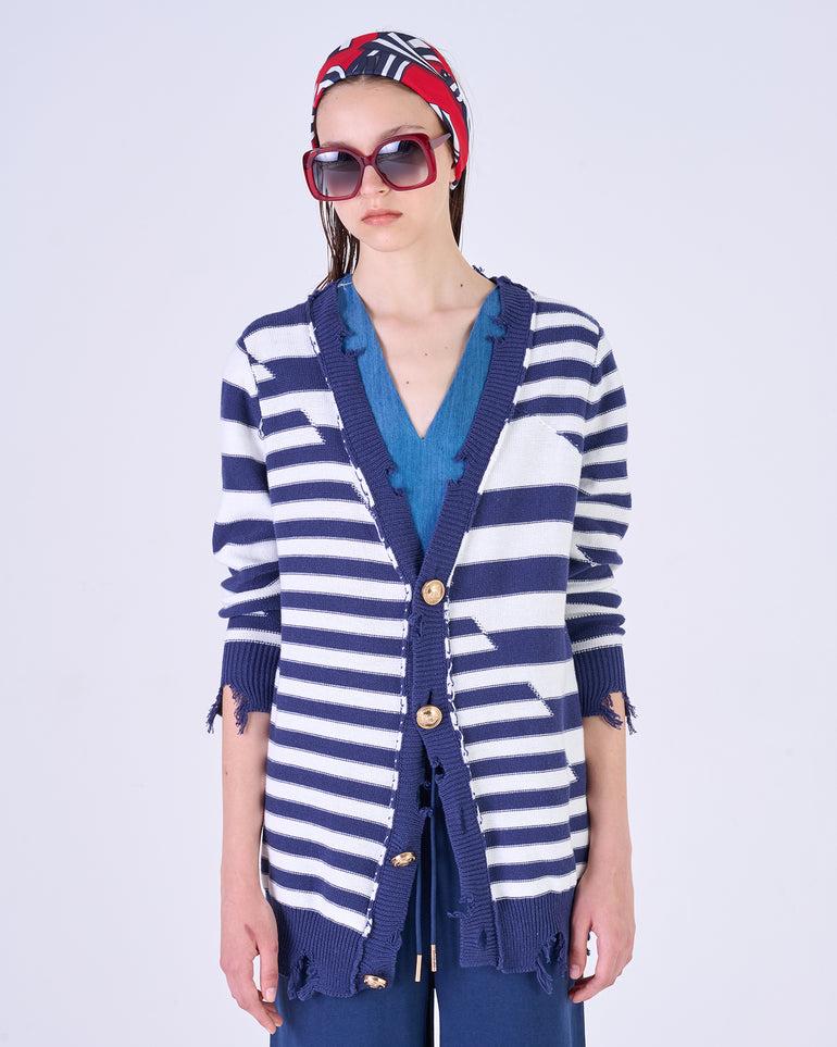 Silvian Heach Cardigan lungo a righe Promozione