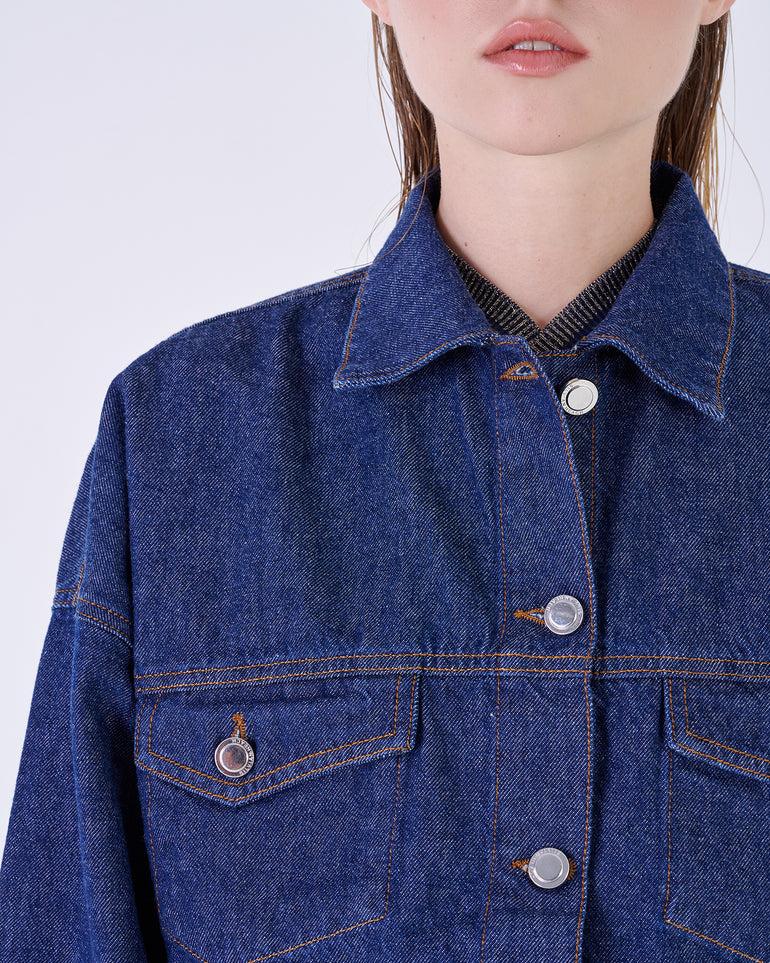 Silvian Heach Giacca cropped in denim Sottocosto