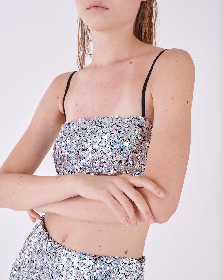 Silvian Heach Top crop con paillettes Spedizione Gratuita