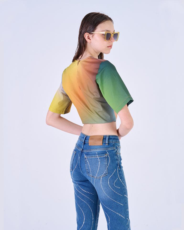 Silvian Heach T-Shirt crop multicolor In Saldo