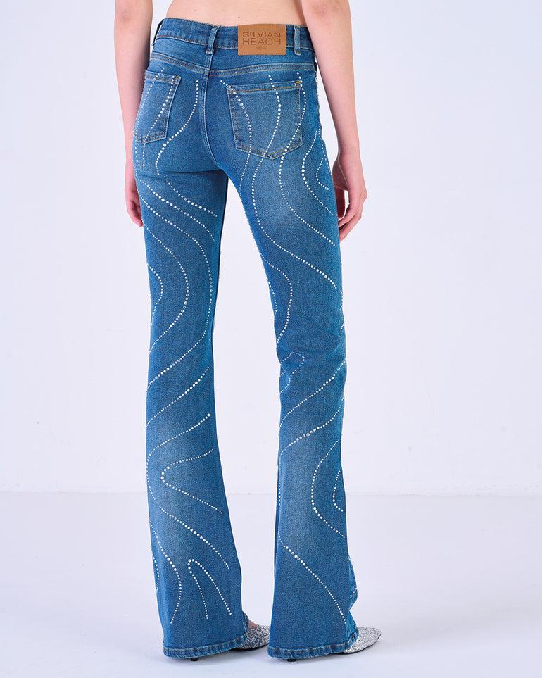 Silvian Heach Jeans a zampa con strass Latest fashion