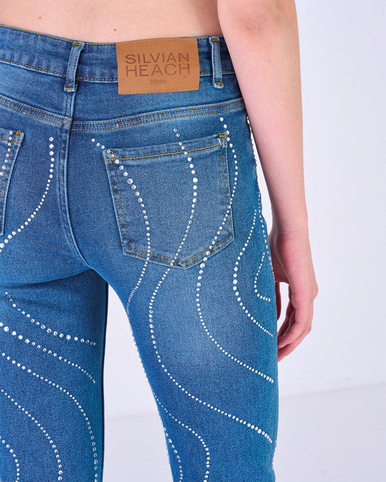 Silvian Heach Jeans a zampa con strass Latest fashion