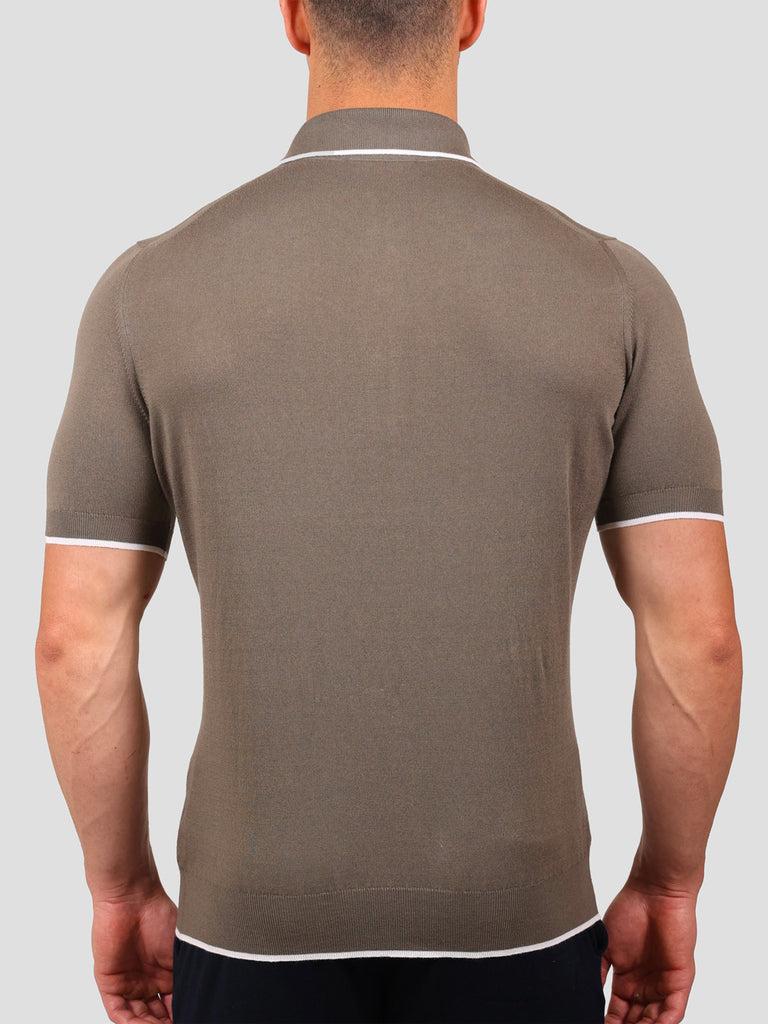 Svevo Maglia Polo 80% Cotone - 20% Seta Grigia e Bianca Fino Al -60%