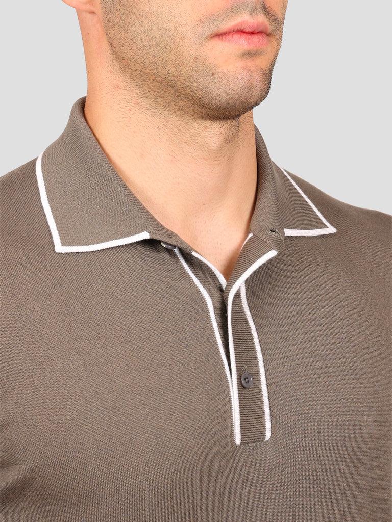 Svevo Maglia Polo 80% Cotone - 20% Seta Grigia e Bianca Fino Al -60%