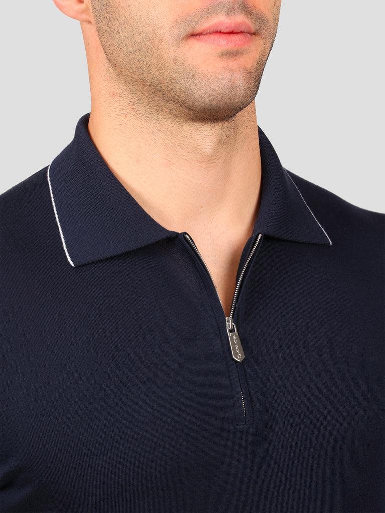 Svevo Maglia Polo con Zip 100% Cotone Supersoft Blu Shopping Online
