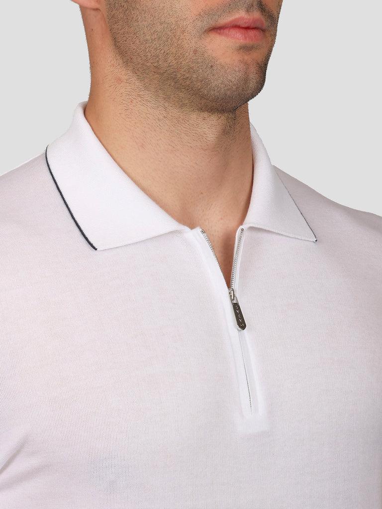 Svevo Maglia Polo con Zip 100% Cotone Supersoft Bianca Prezzo Ridotto