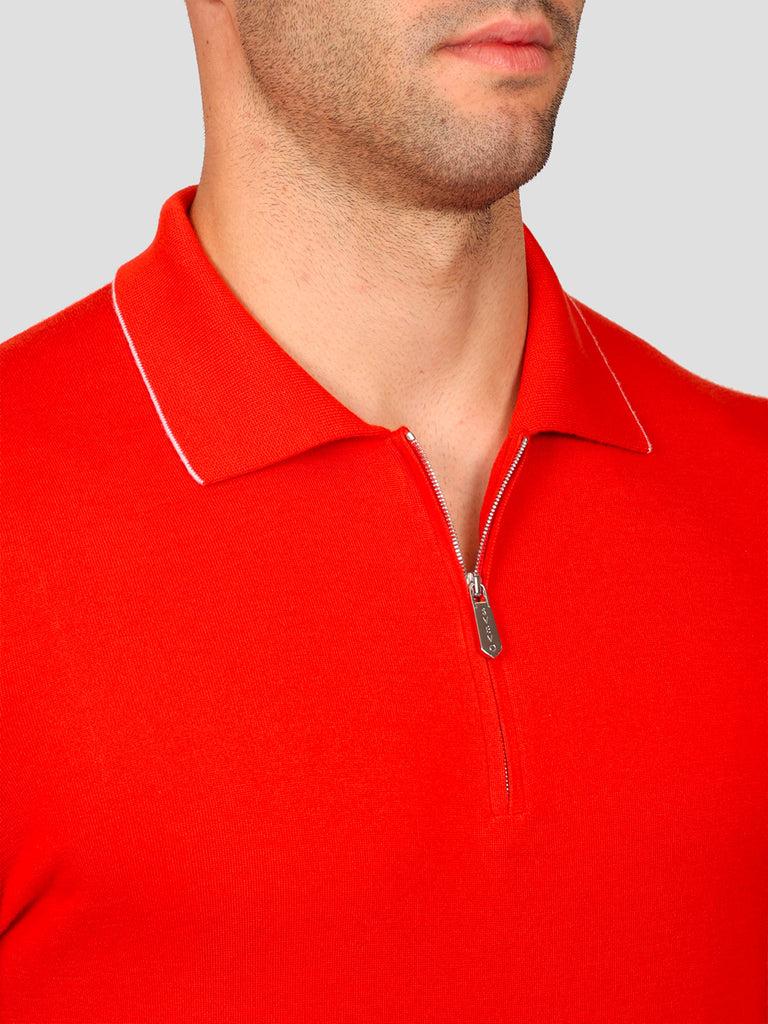 Svevo Maglia Polo con Zip 100% Cotone Supersoft Arancione Sottocosto