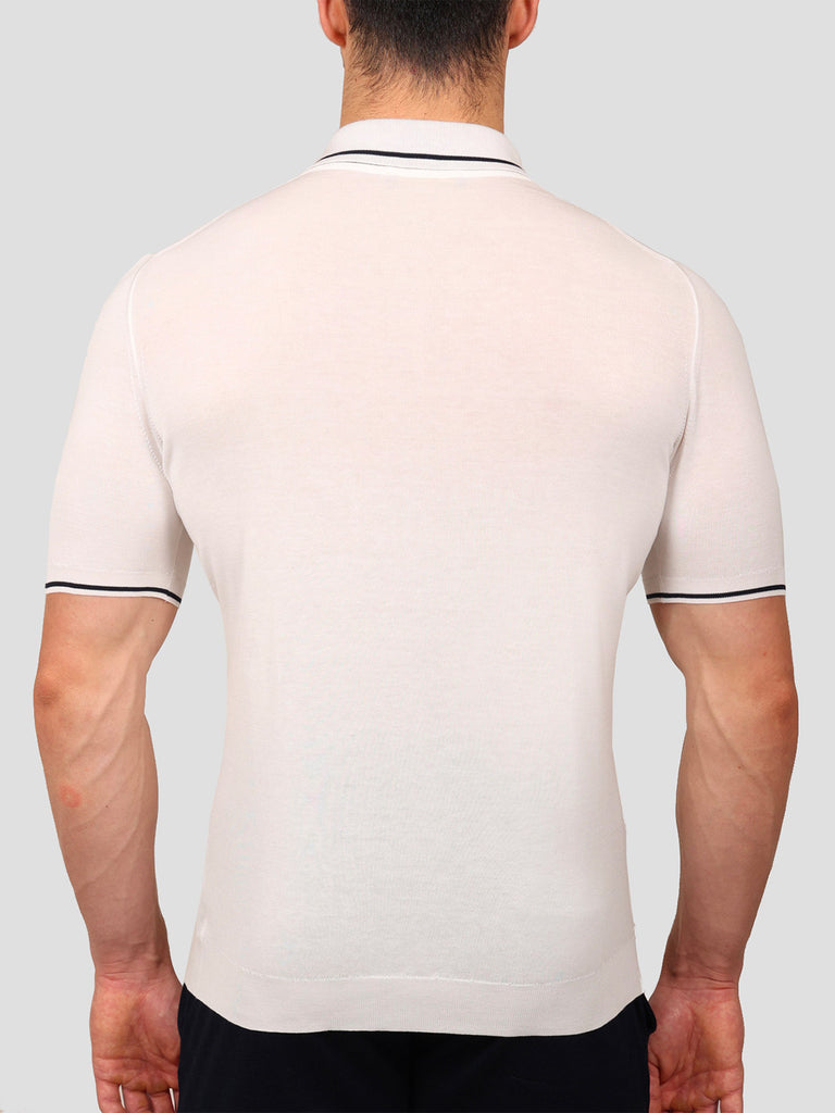 Svevo Maglia Polo con Zip 100% Cotone Makò Panna Presa