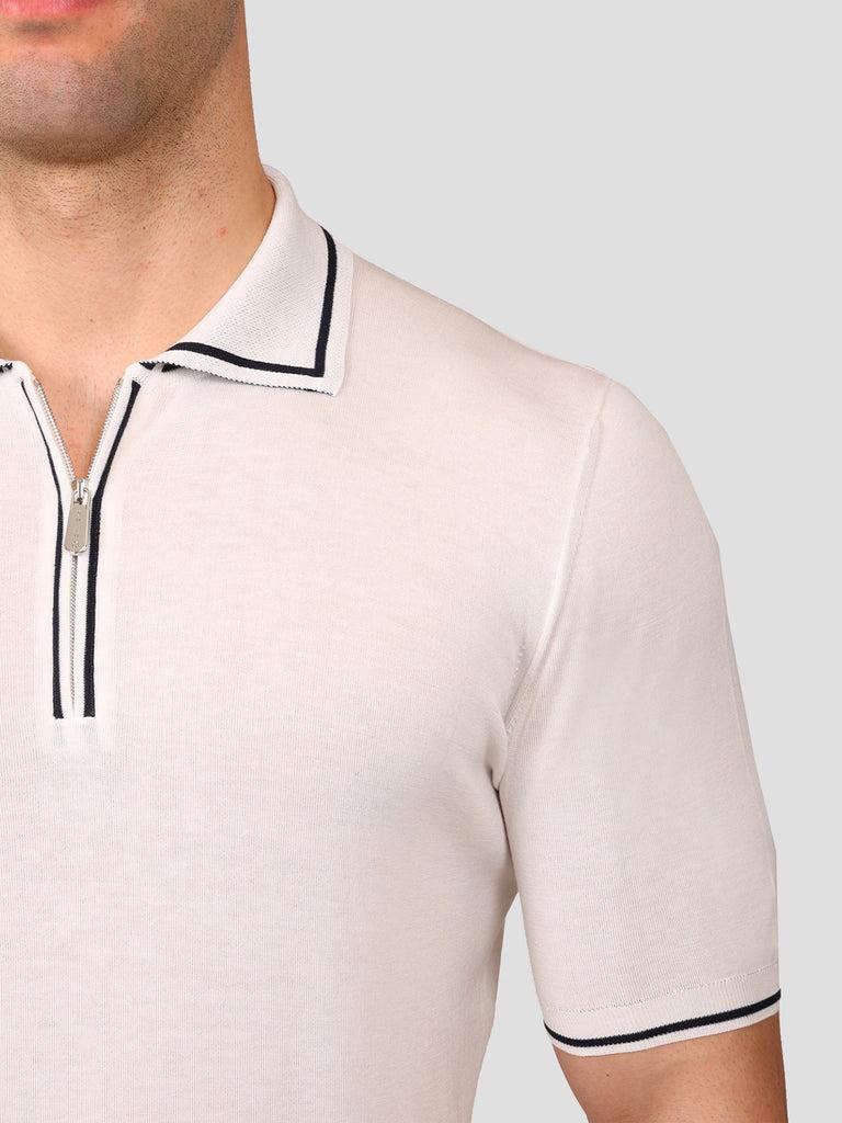 Svevo Maglia Polo con Zip 100% Cotone Makò Panna Presa