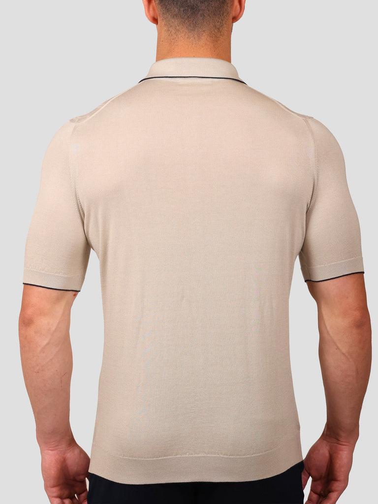 Svevo Maglia Polo con Zip 100% Cotone Supersoft Beige Sconto
