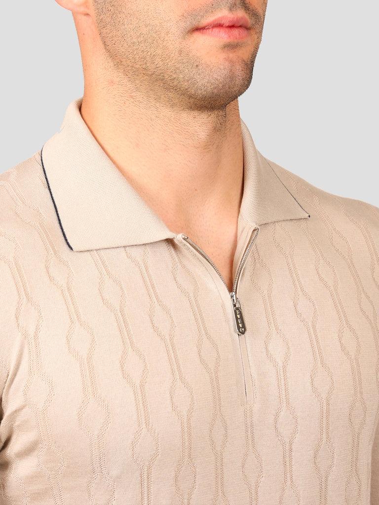 Svevo Maglia Polo con Zip 100% Cotone Supersoft Beige Sconto