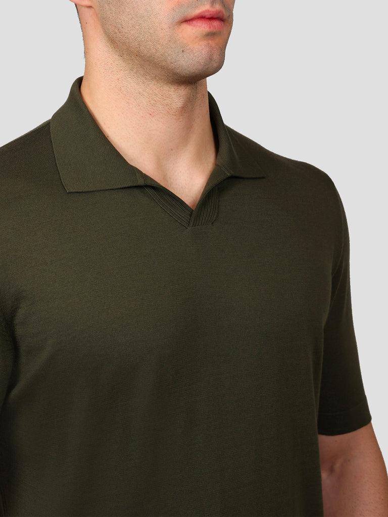 Svevo Polo scollo a V 100% Cotone Supersoft Verde Offerta