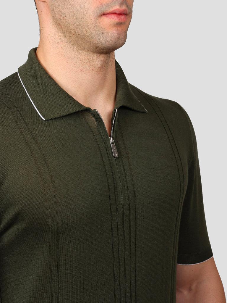 Svevo Maglia Polo con Zip 100% Cotone Supersoft Verde Economico