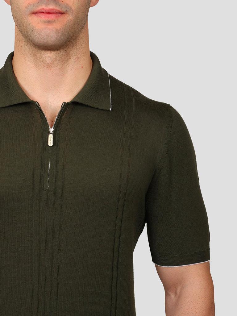 Svevo Maglia Polo con Zip 100% Cotone Supersoft Verde Economico