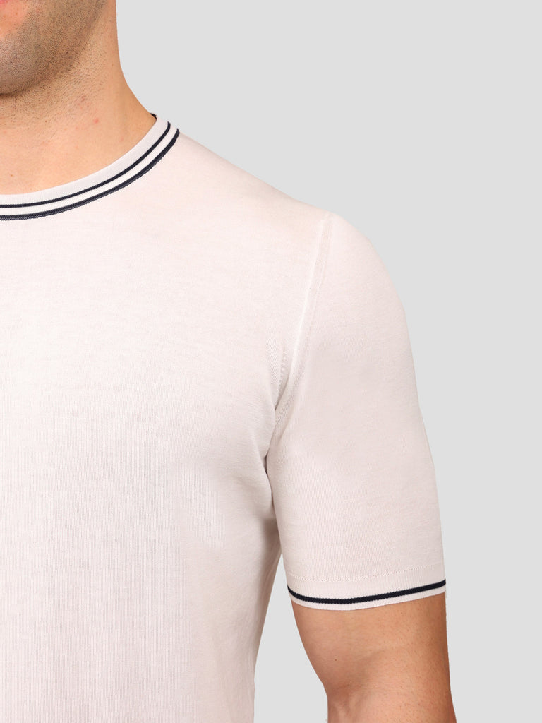 Svevo Maglia Girocollo 100% Cotone Makò Panna In Vendita