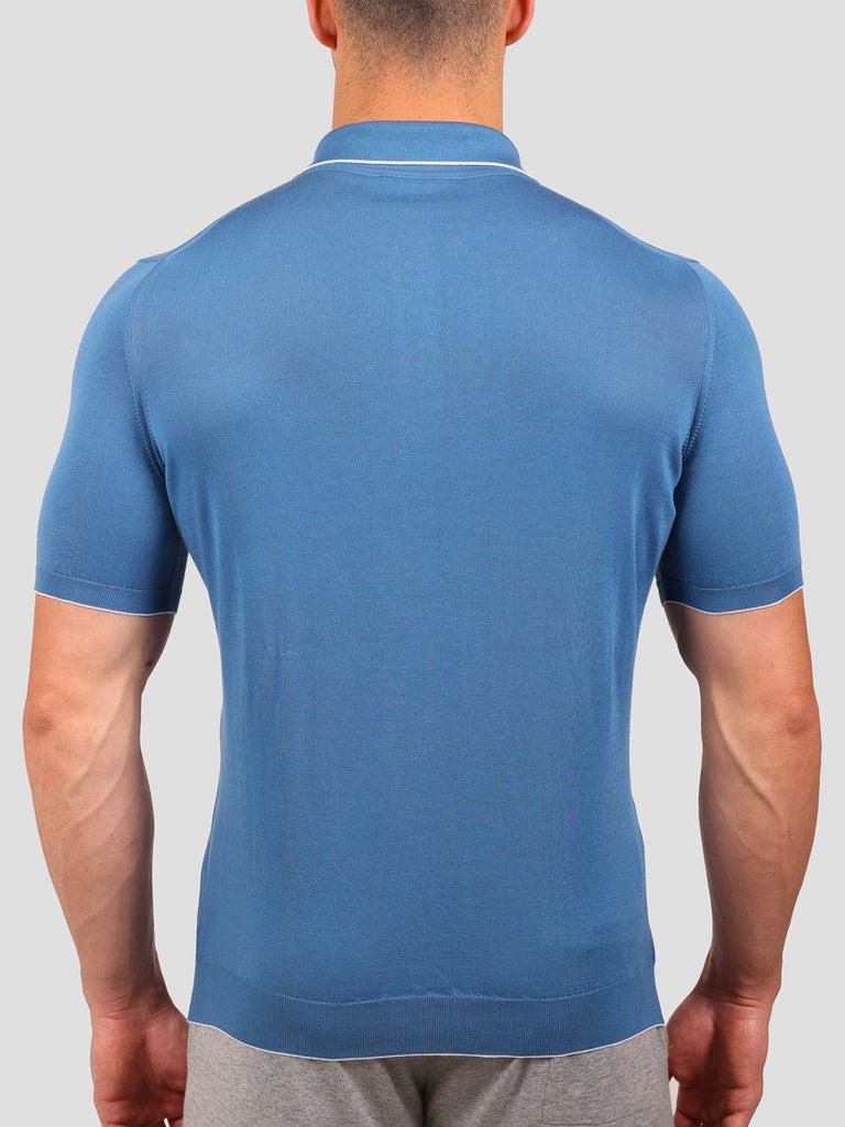 Svevo Maglia Polo con Zip 100% Cotone Makò Bluette Saldi