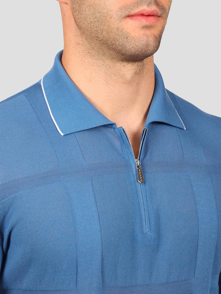 Svevo Maglia Polo con Zip 100% Cotone Makò Bluette Saldi